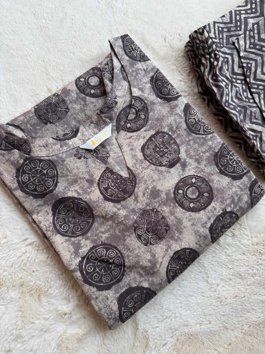 Greyish Polka print Co-ord Sets