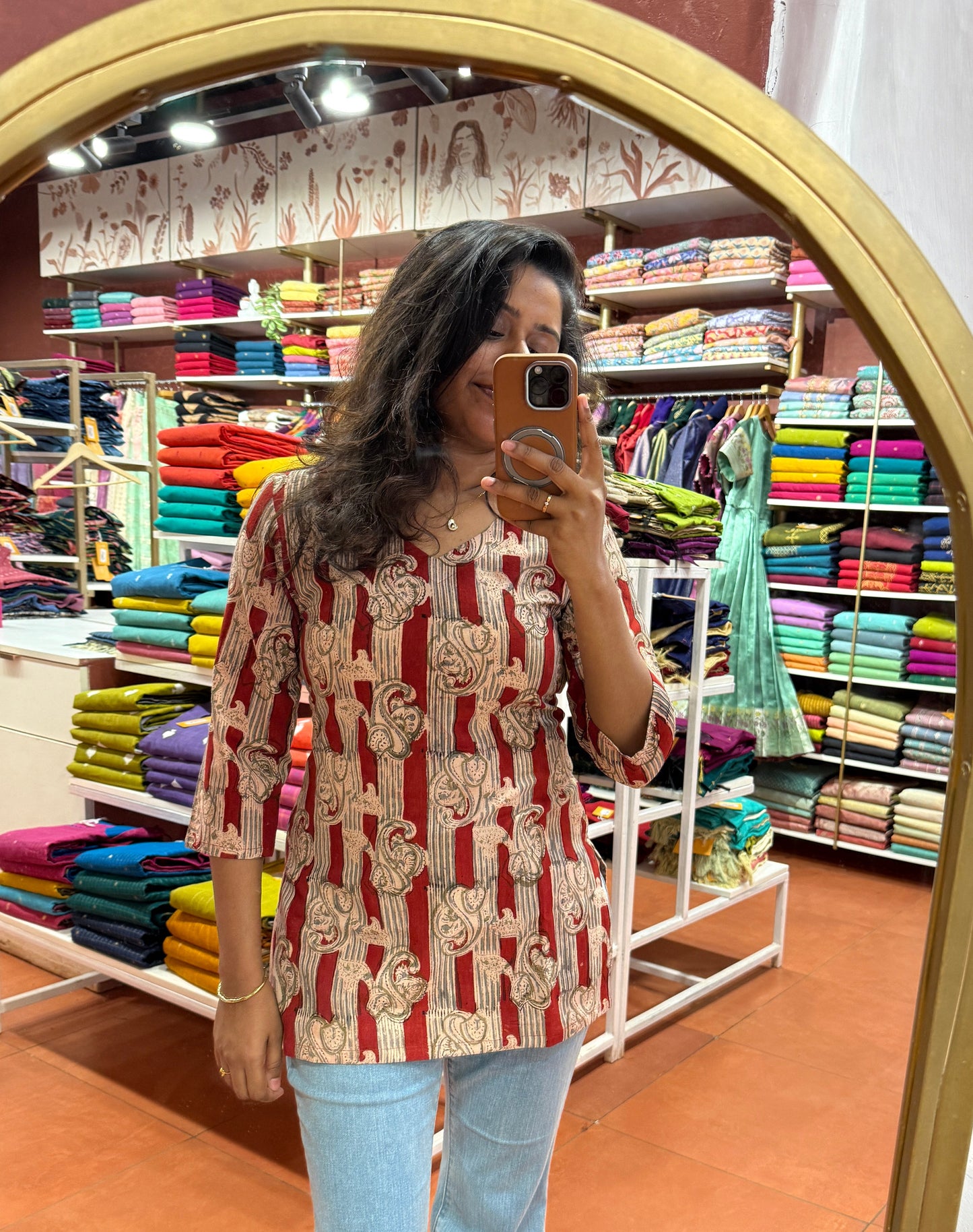 Red strips pattern kurti