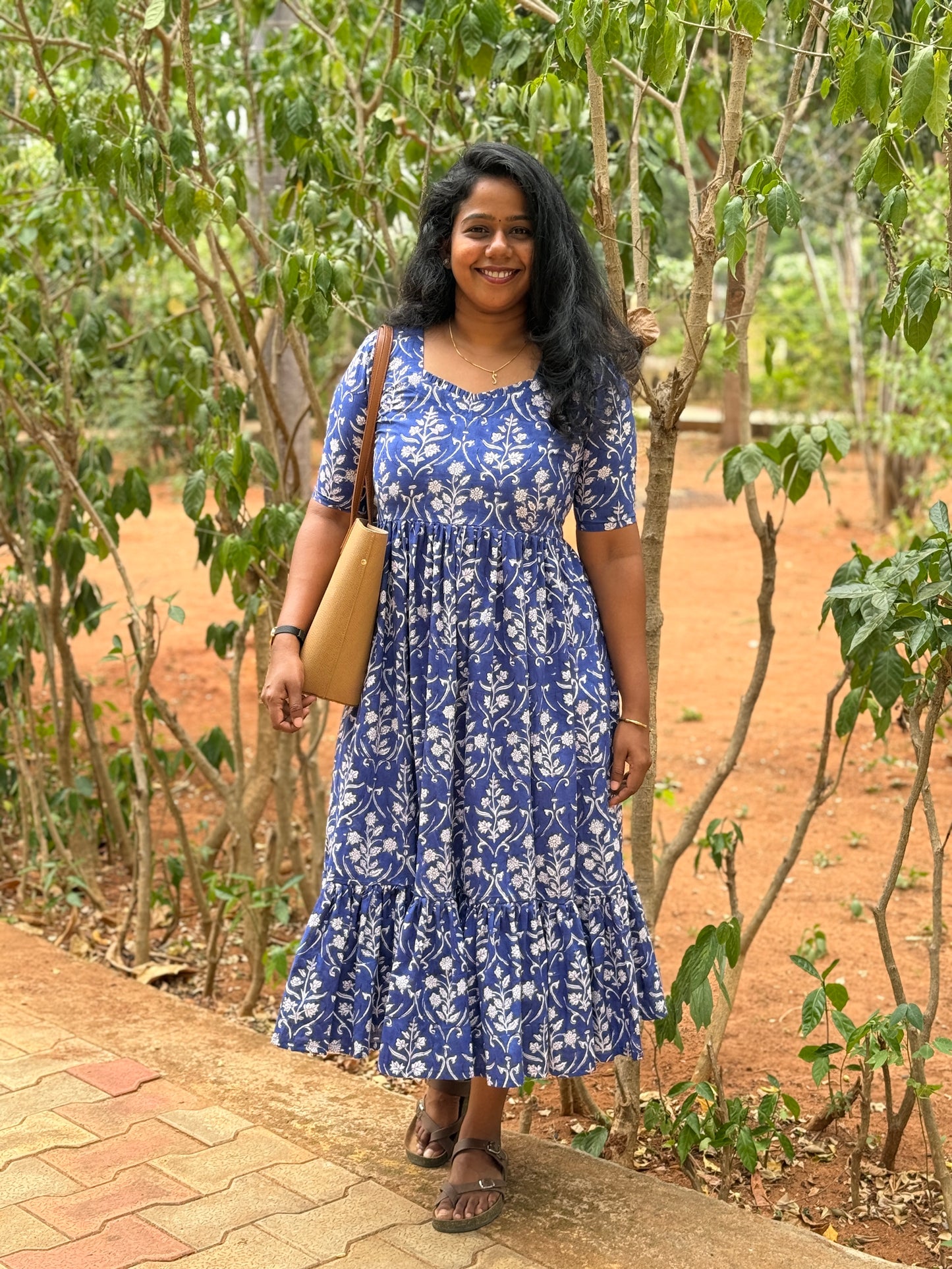 Blue Blossom Cotton Maxi Dress