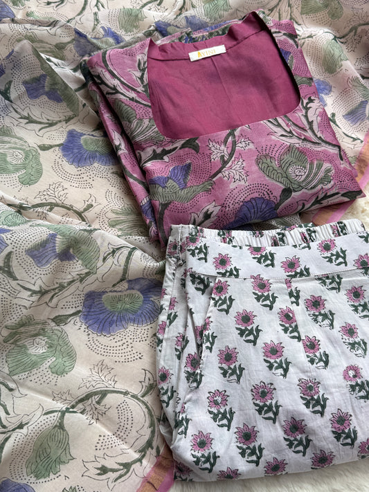 Floral Chanderi 3 pcs Set
