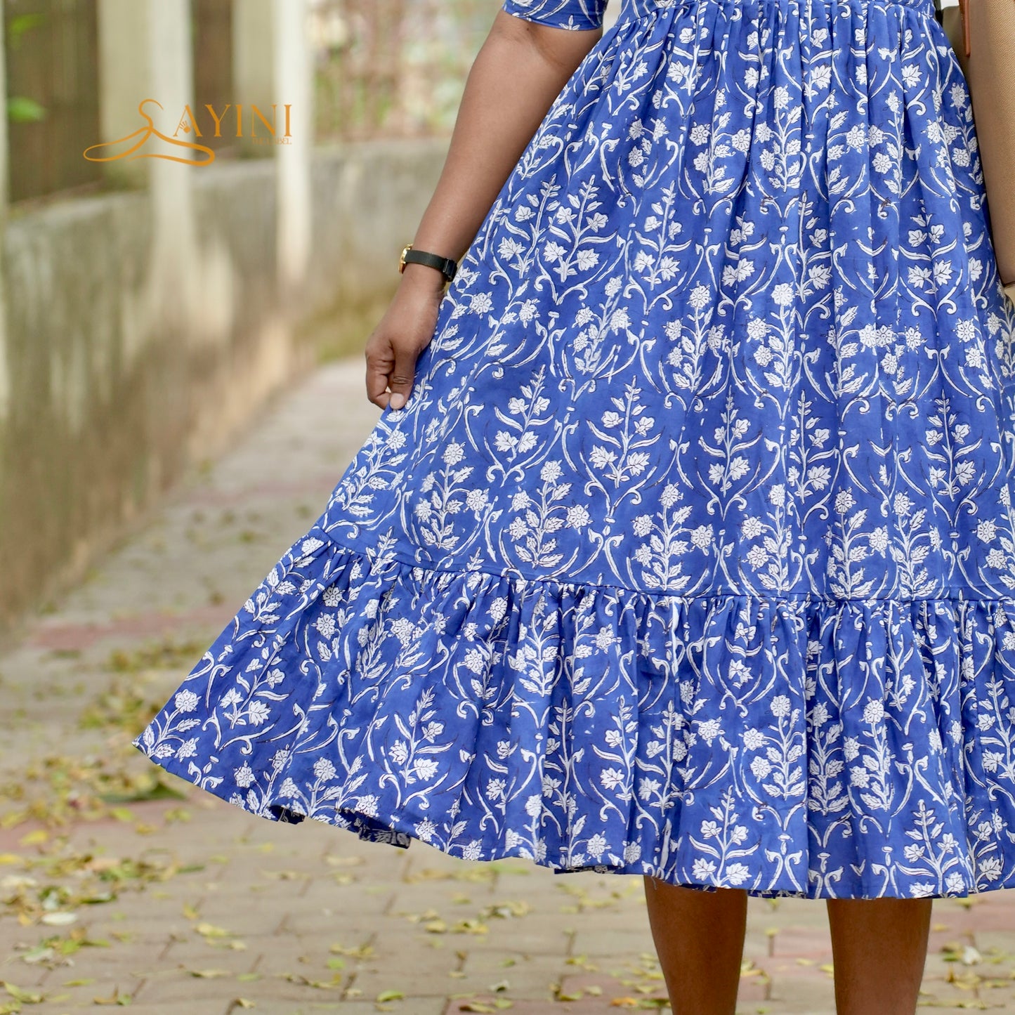 Blue Blossom Cotton Maxi Dress