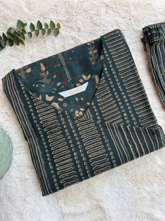 Dark Forest Teal Cotton A-line Co ords