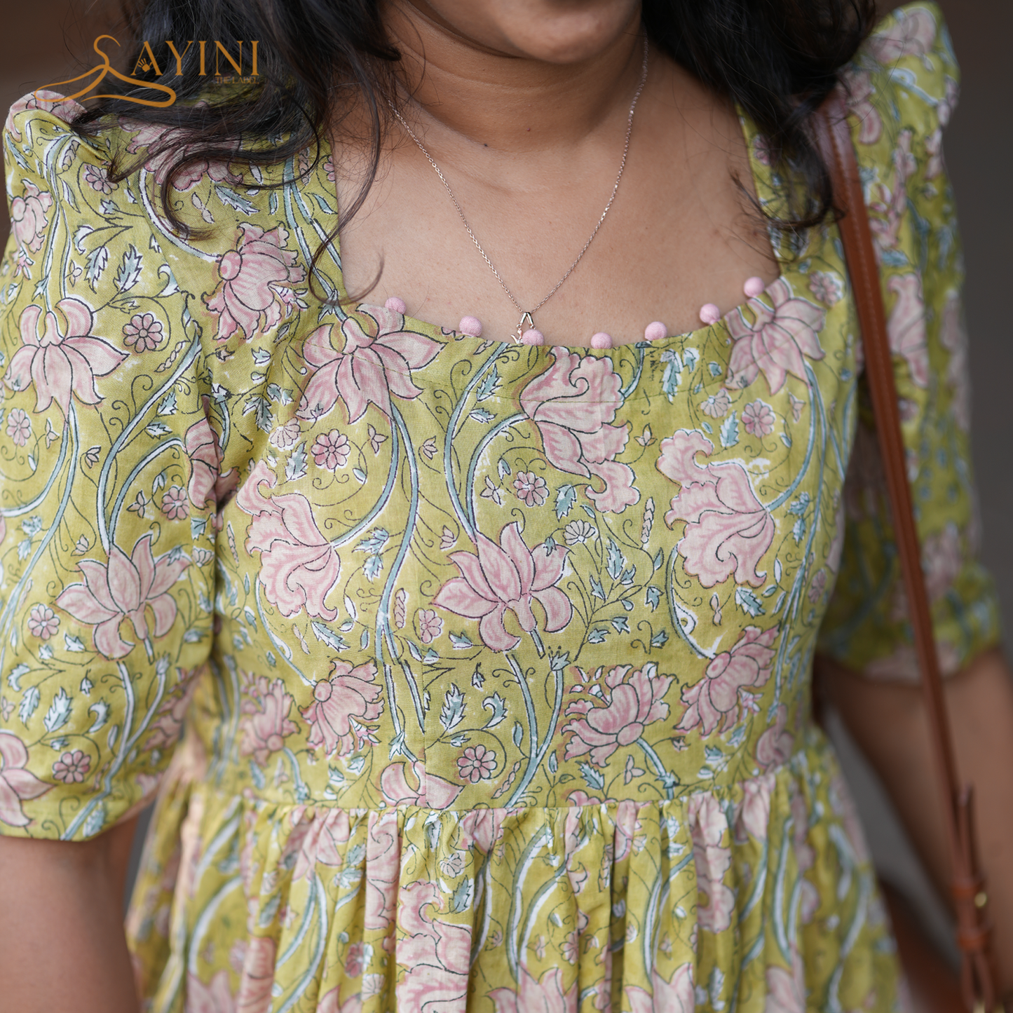 Olive Floral Cotton Casual Wear