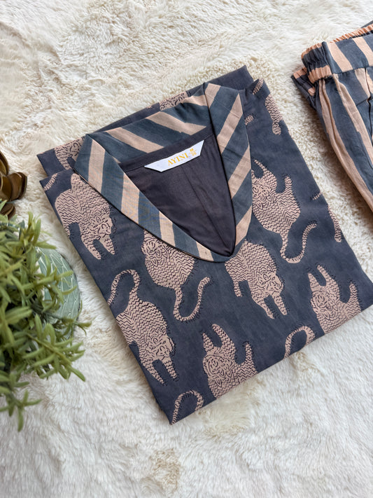 Animal Hand block Print Co-ord sets