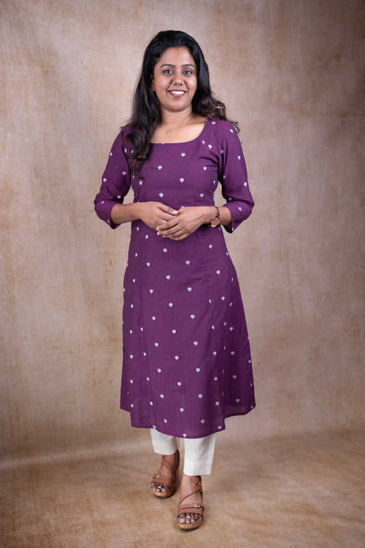 Plum Heart Dots kurti