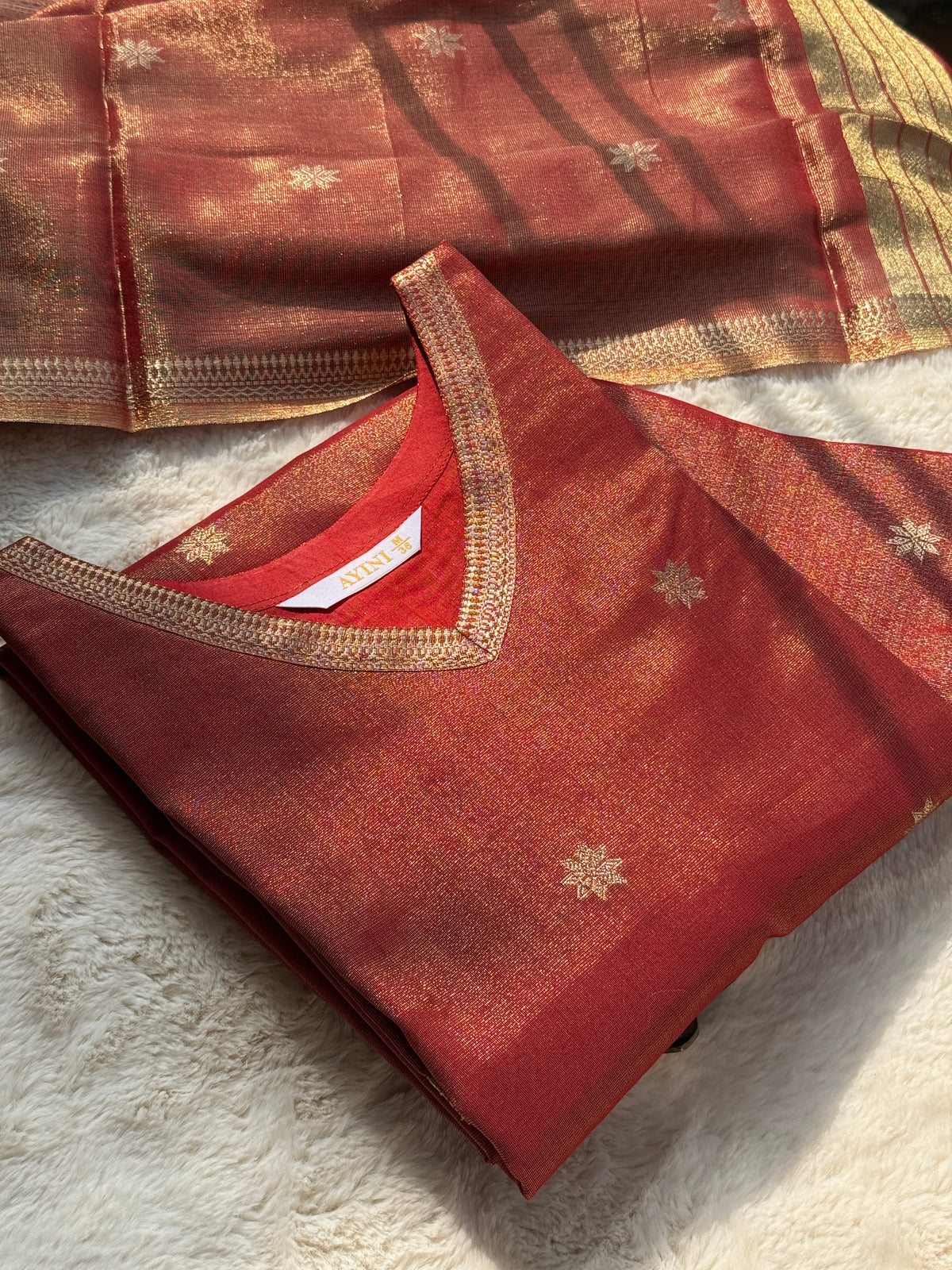 Rust orange Tissue Silk 2 pcs Set