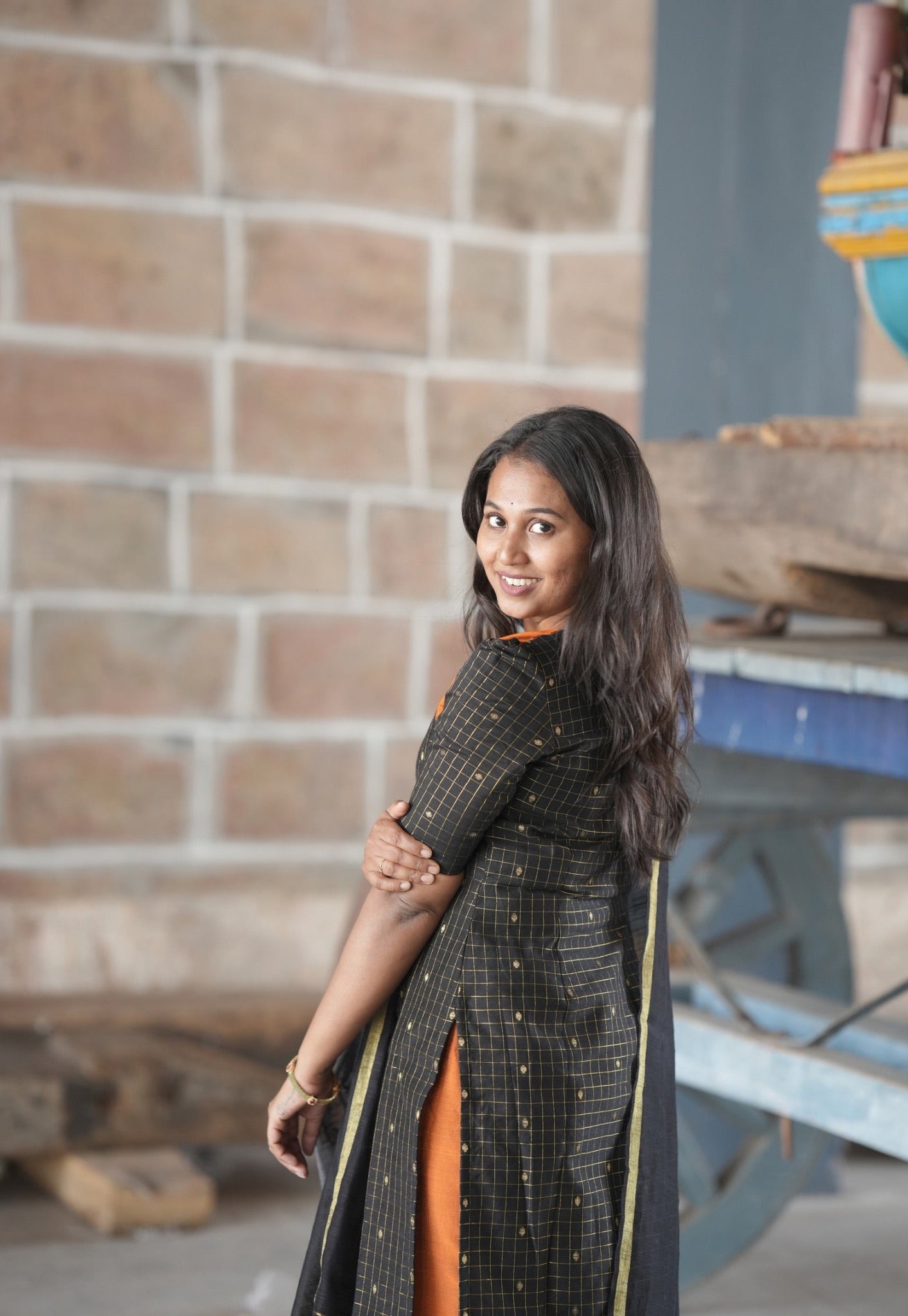 Black & Mustard with Scalloped pattern salwar sets