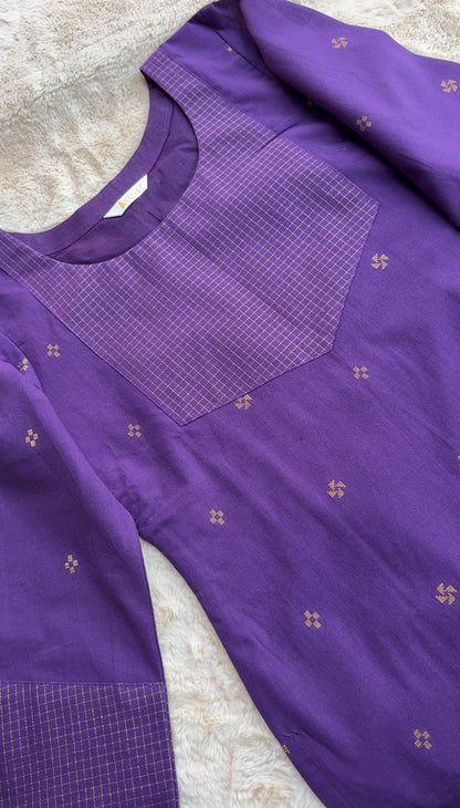 South cotton Purple checks 3 pcs Set
