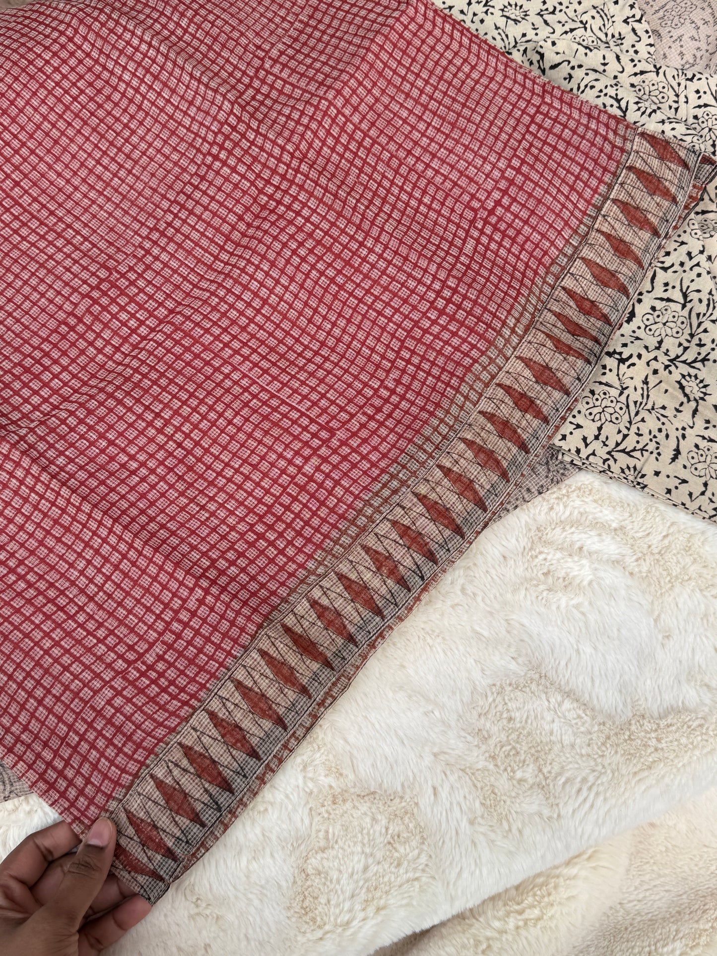 Red checks kota 3 pcs Set