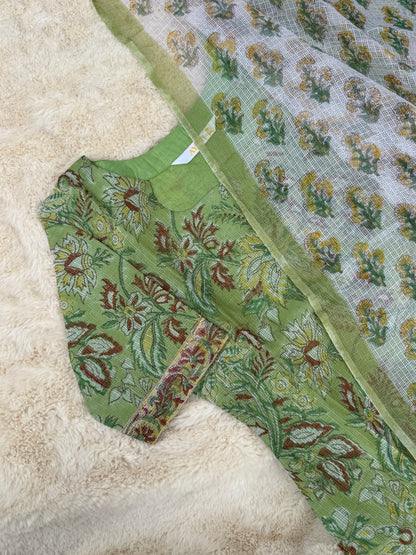 Floral teal green kota 3 pcs Set