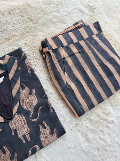 Animal Hand block Print Co-ord sets