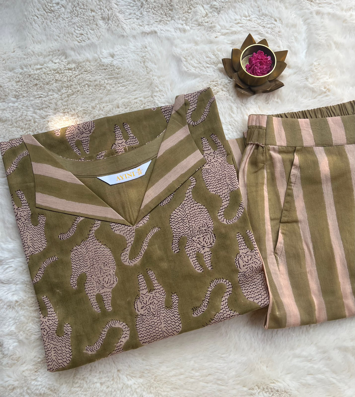 Animal Hand block Print Co-ord sets