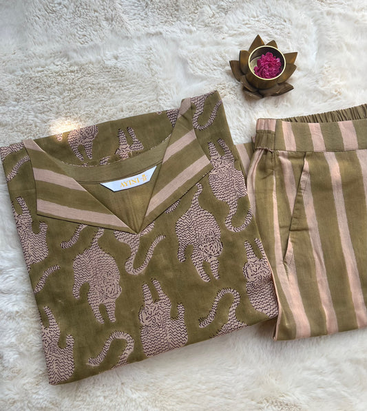 Animal Hand block Print Co-ord sets