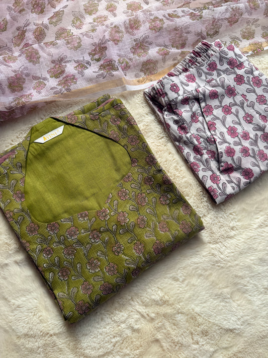 Green florals Kota 3 pcs Set