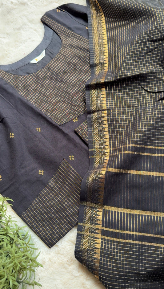 South cotton Black checks 3 pcs Set
