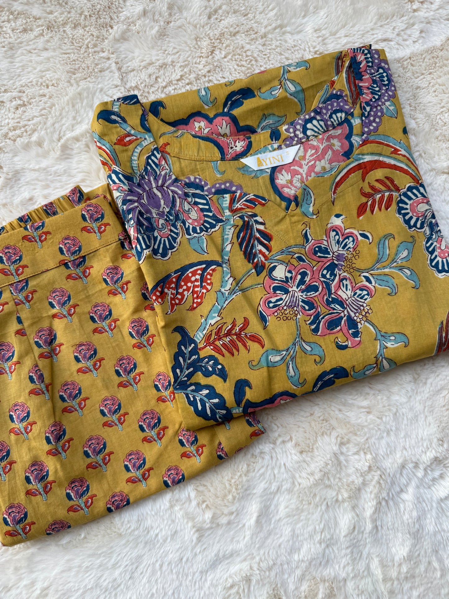 Mustard Yellow Floral Drift Co-ord Sets