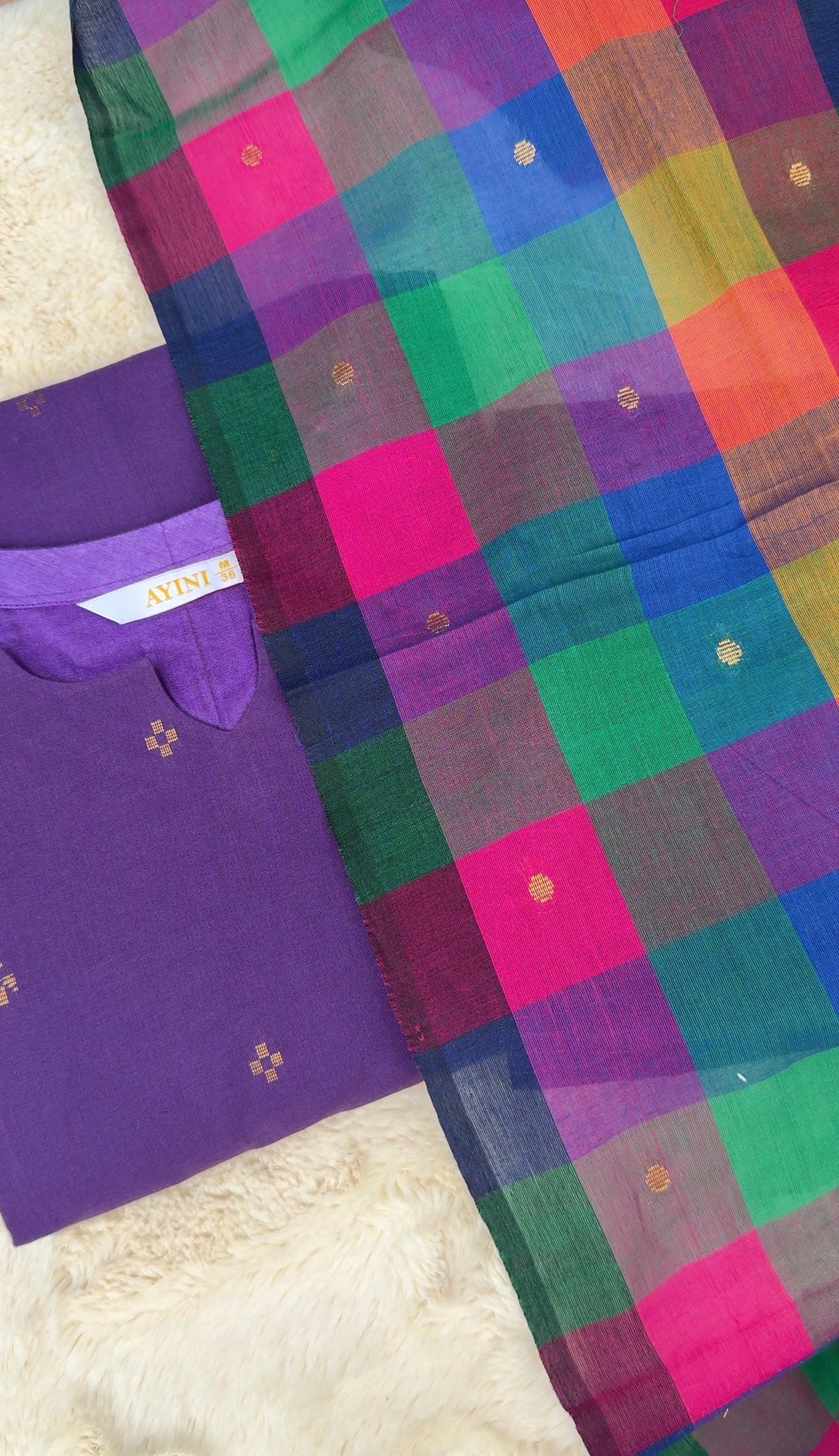 Handloom purple south cotton 3 pcs set