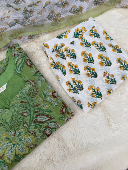 Floral teal green kota 3 pcs Set