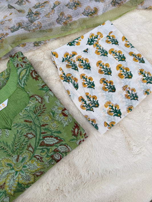Floral teal green kota 3 pcs Set