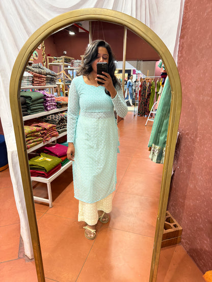 Mint Blue Bloom Chikankari 2 pcs Set