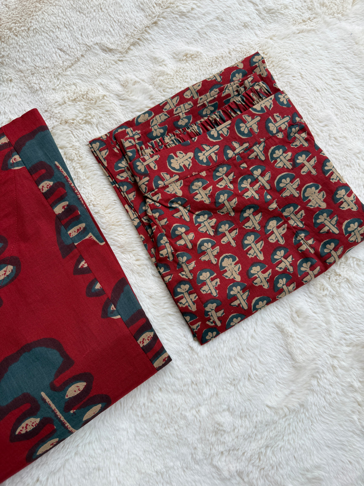 Red Patterned print Cotton A-line Co ords