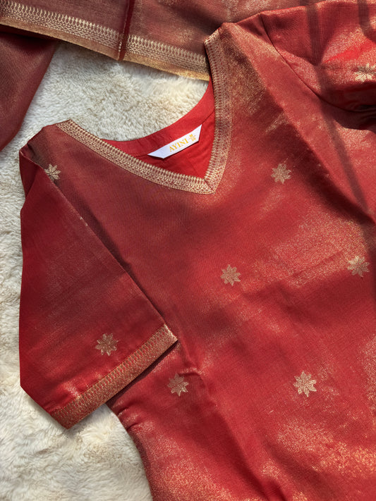 Rust orange Tissue Silk 2 pcs Set