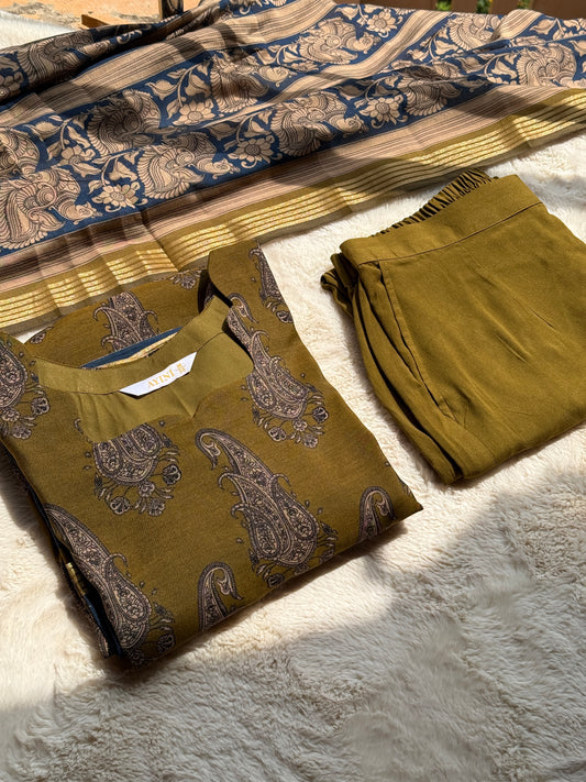 Mustard yellow Chandari 3 pcs Set