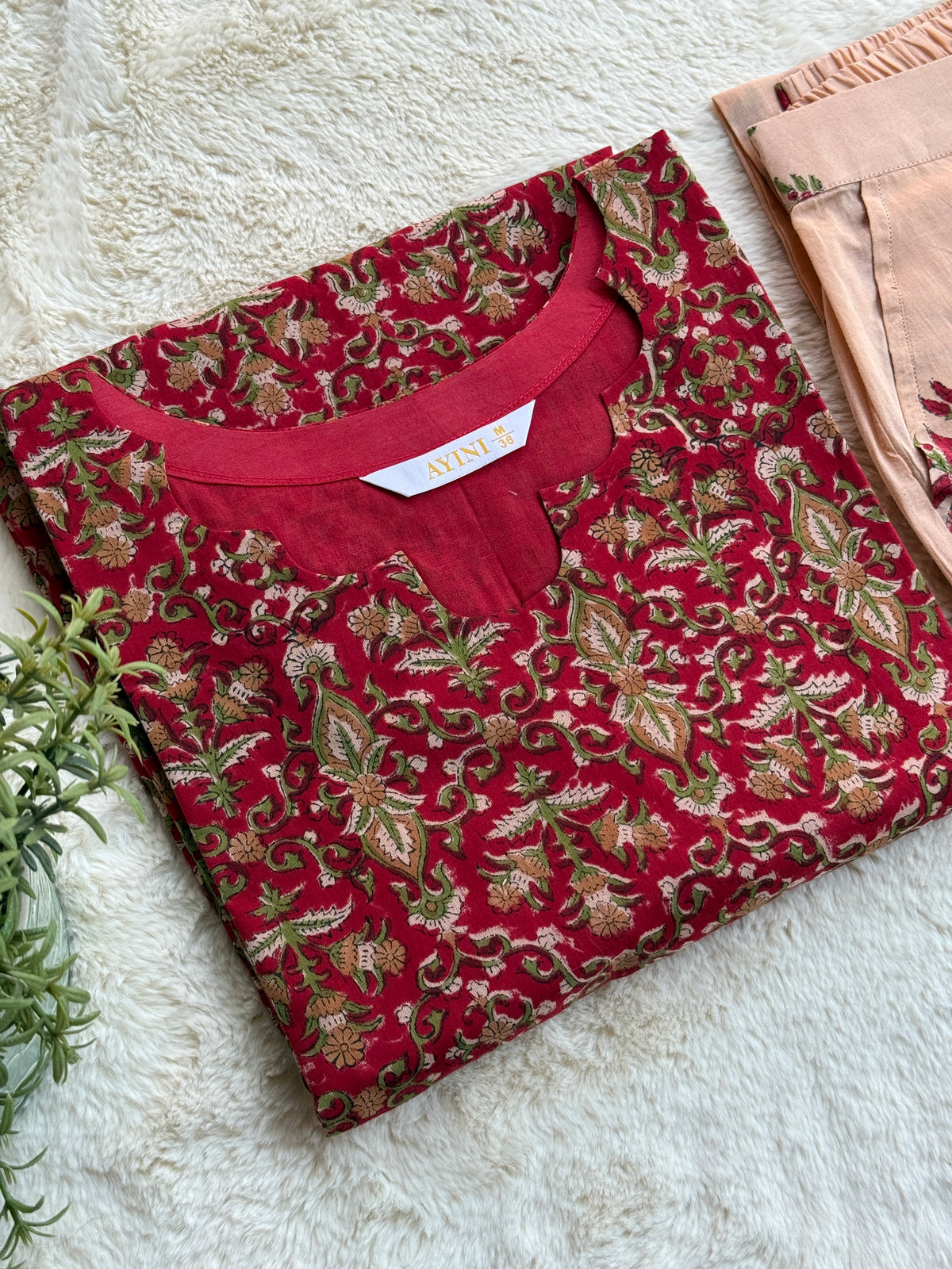 Red Hand block Print Co-ord sets