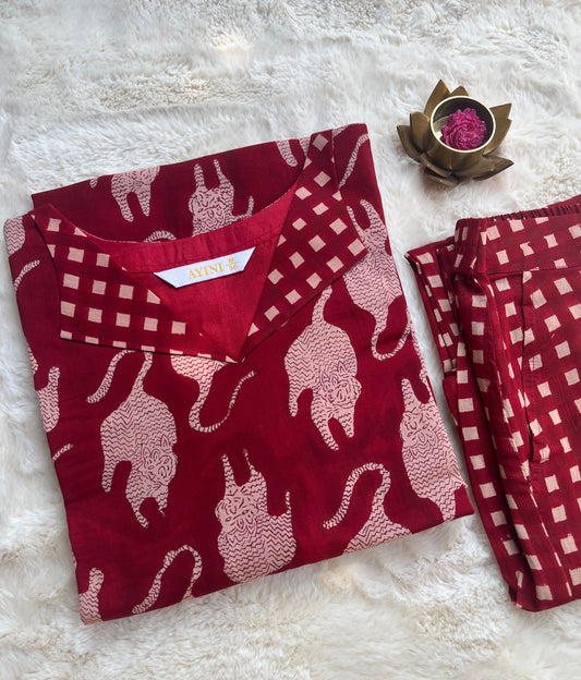 Animal Hand block Print Co-ord sets