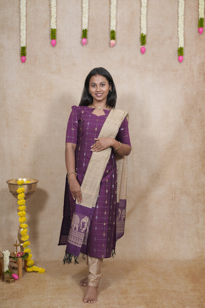 Ultra violet with checked pattern salwar sets