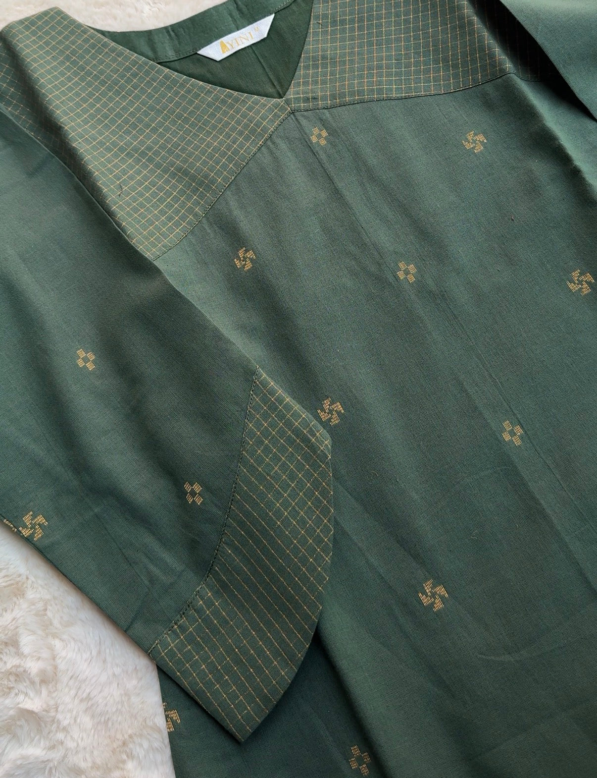 South cotton Green checks 3 pcs Set