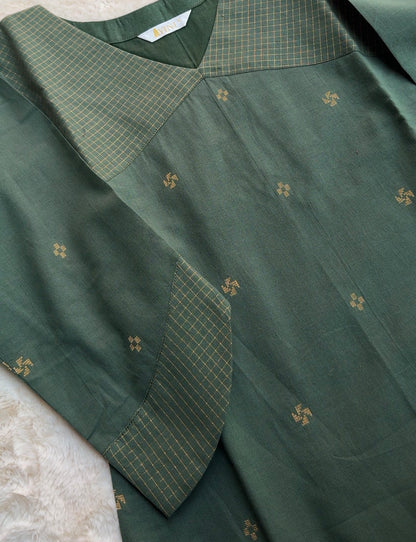 South cotton Green checks 3 pcs Set