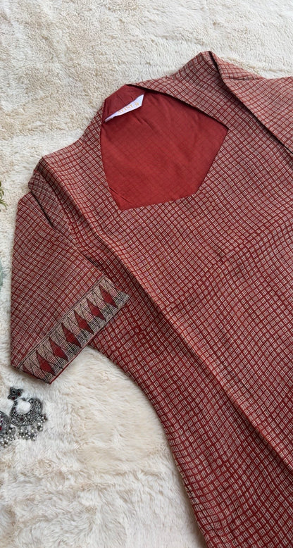 Rust Red checks kota 3 pcs Set