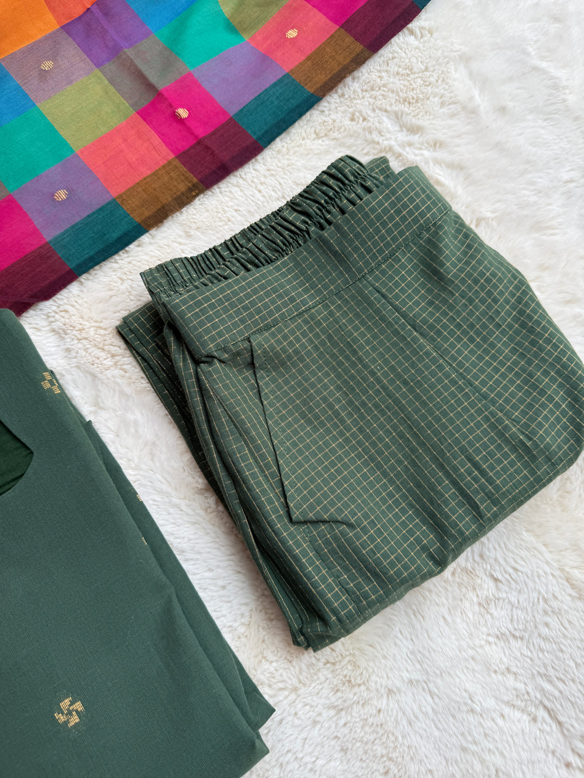 Handloom Green south cotton 3 pcs set