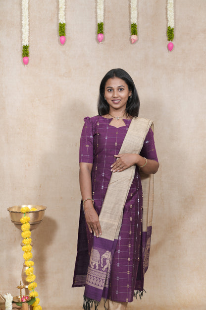 Ultra violet with checked pattern salwar sets