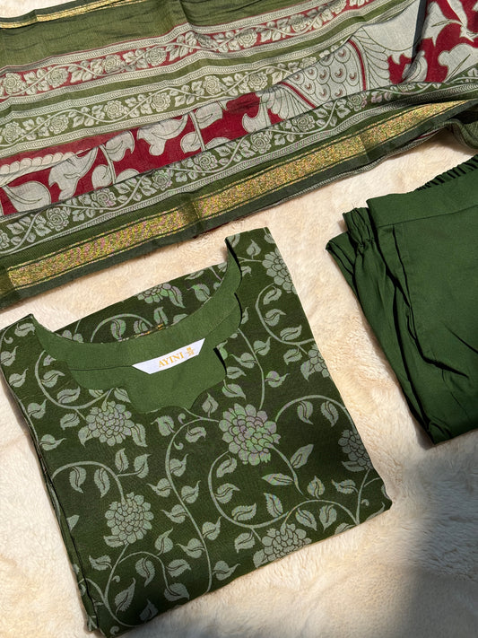 Green floral Chandari 3 pcs Set