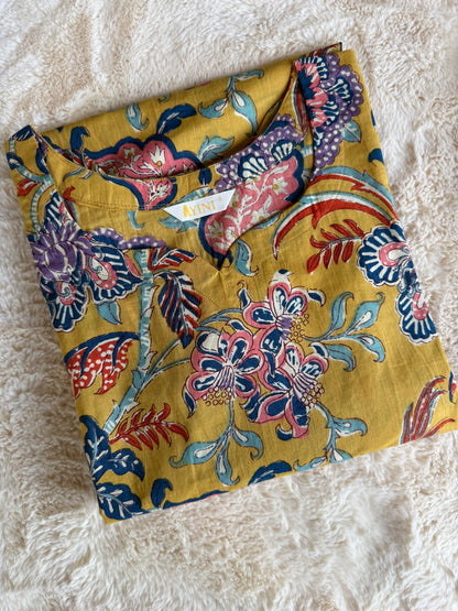 Mustard Yellow Floral Drift Co-ord Sets