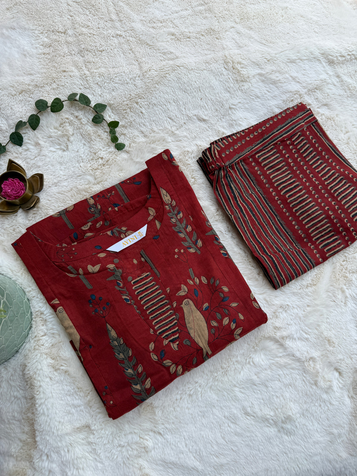 Floral Red Cotton A-line Co ords