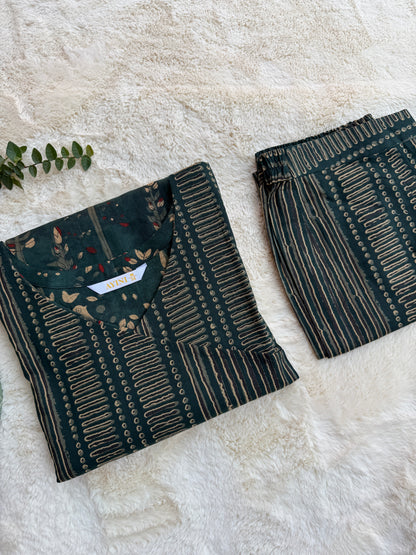 Dark Forest Teal Cotton A-line Co ords