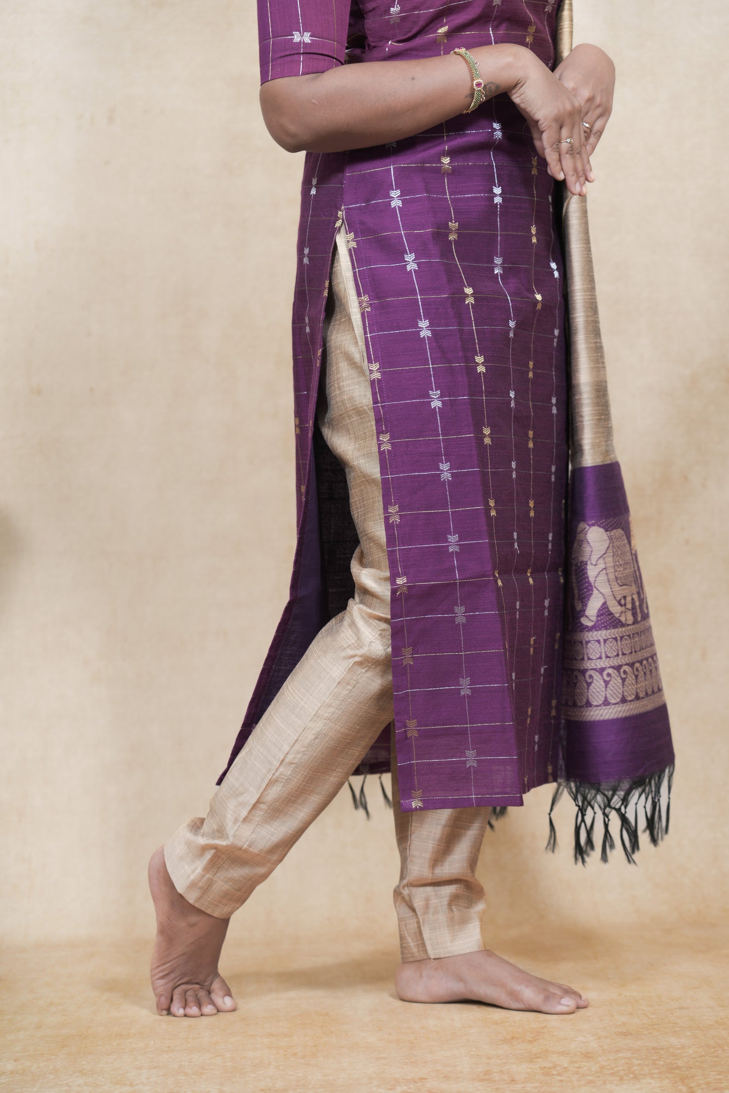 Ultra violet with checked pattern salwar sets
