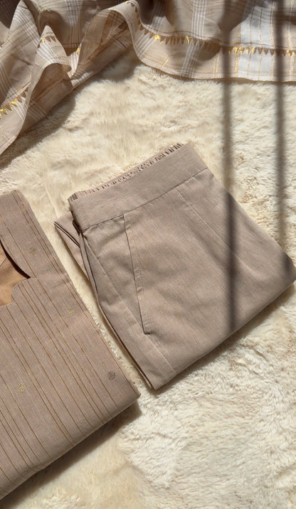 Handloom cotton Cream white 3 pcs Set