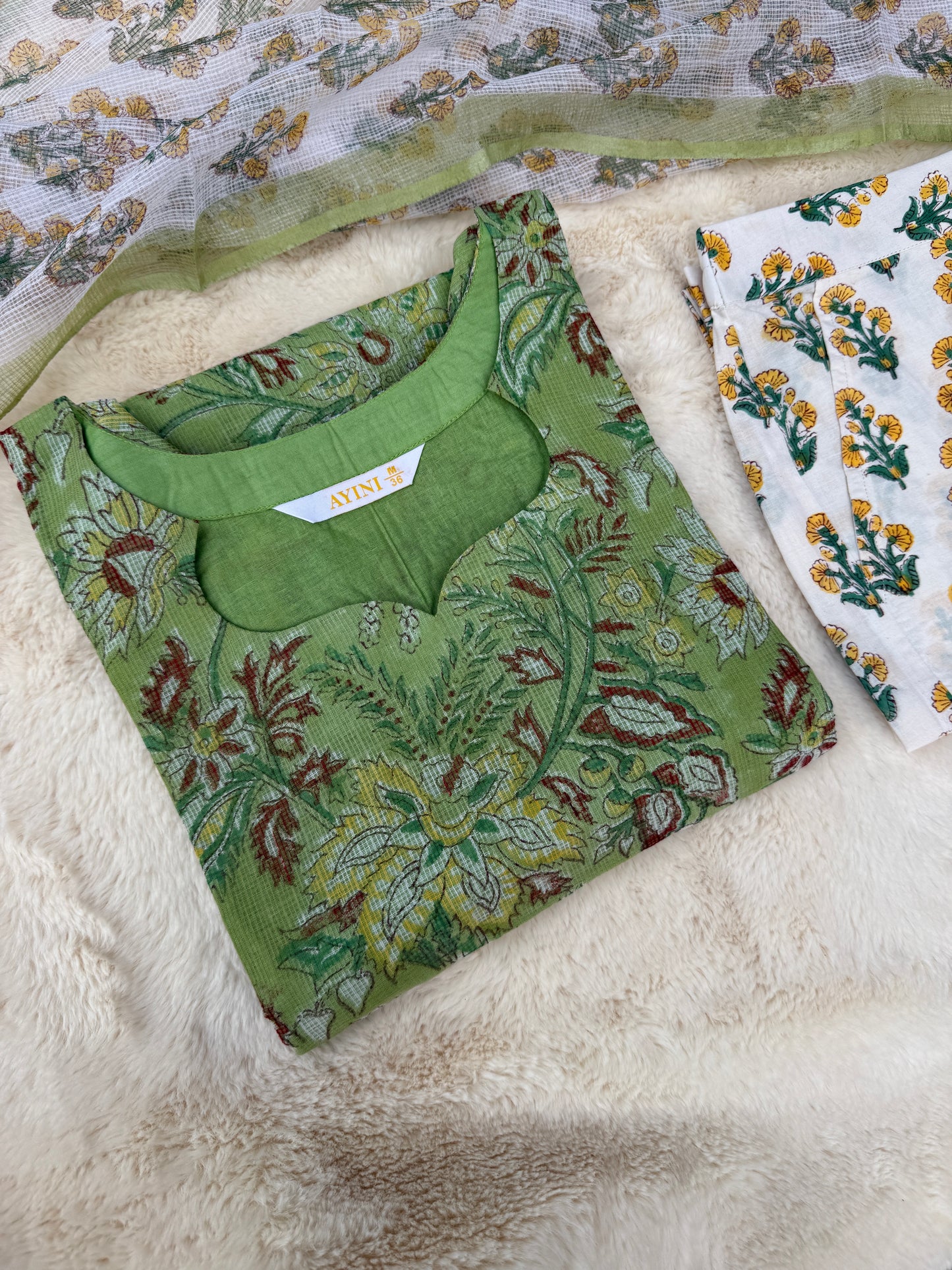 Floral teal green kota 3 pcs Set
