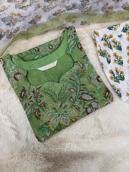 Floral teal green kota 3 pcs Set
