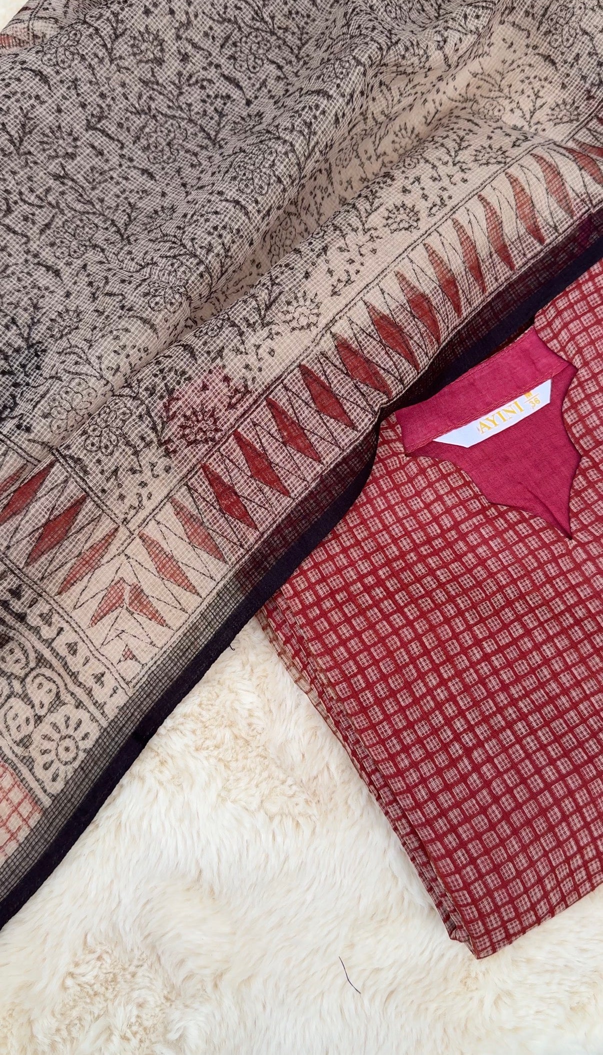 Red checks kota 3 pcs Set
