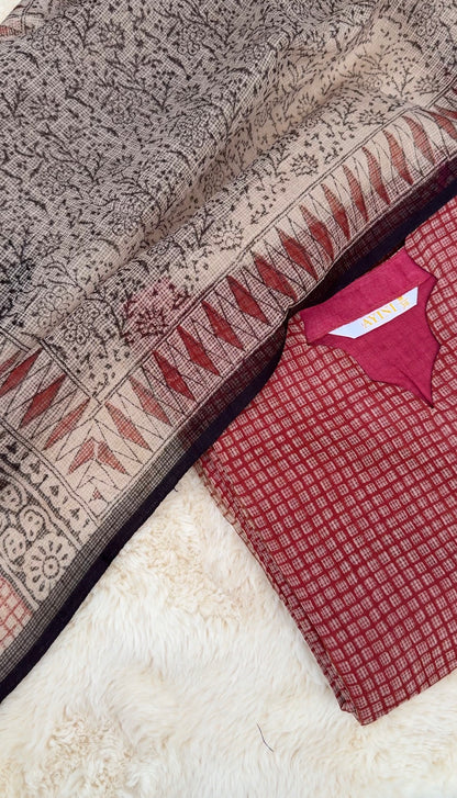 Red checks kota 3 pcs Set