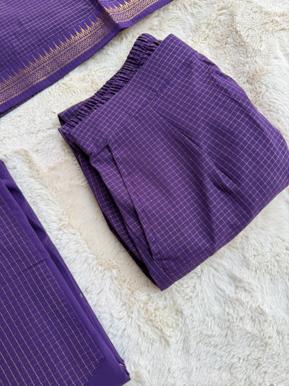 South cotton Purple checks 3 pcs Set