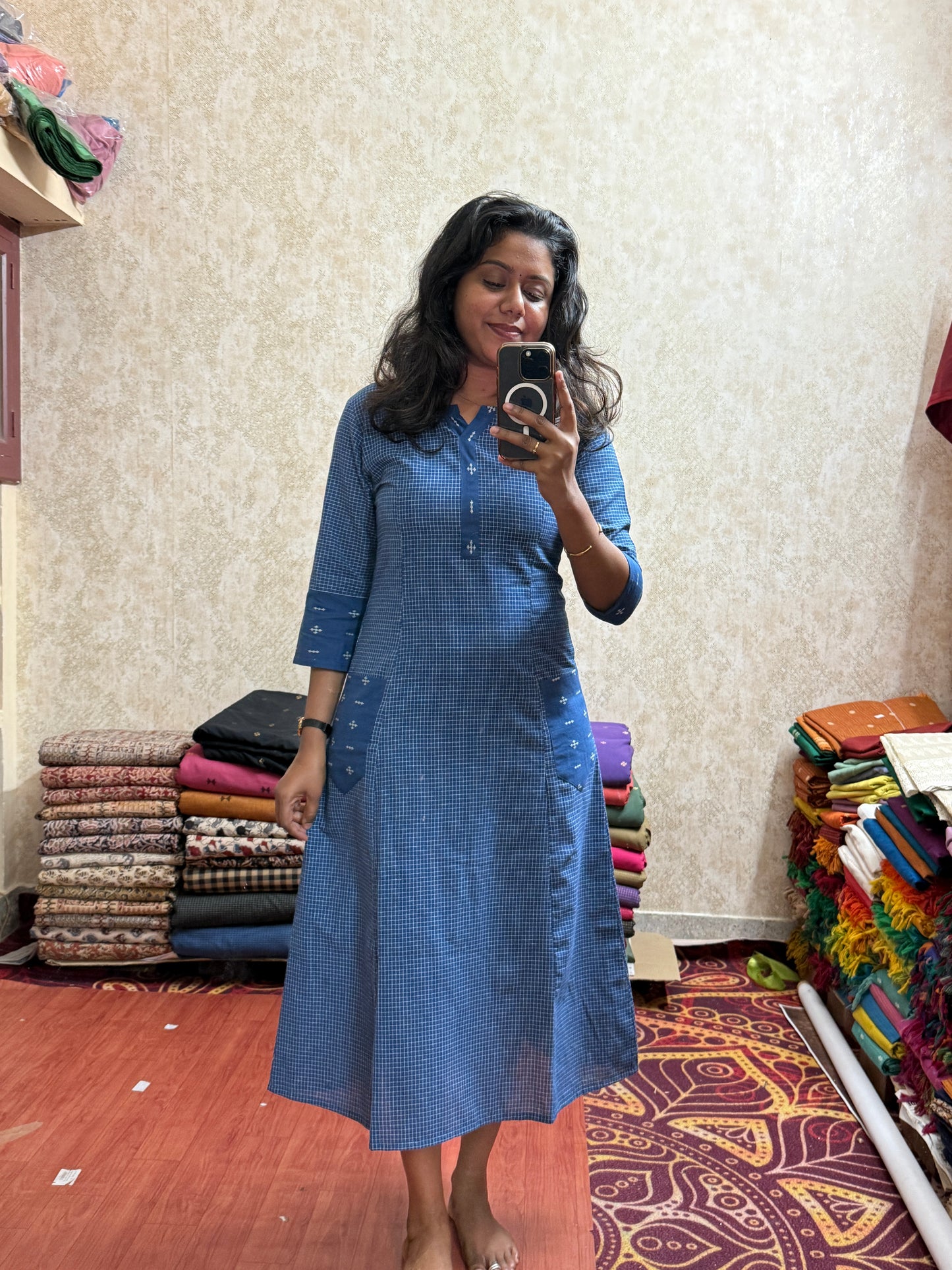 Blue checks - Aline Kurti
