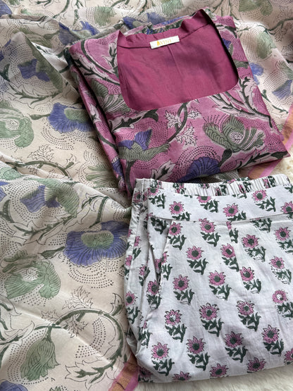Floral Chanderi 3 pcs Set