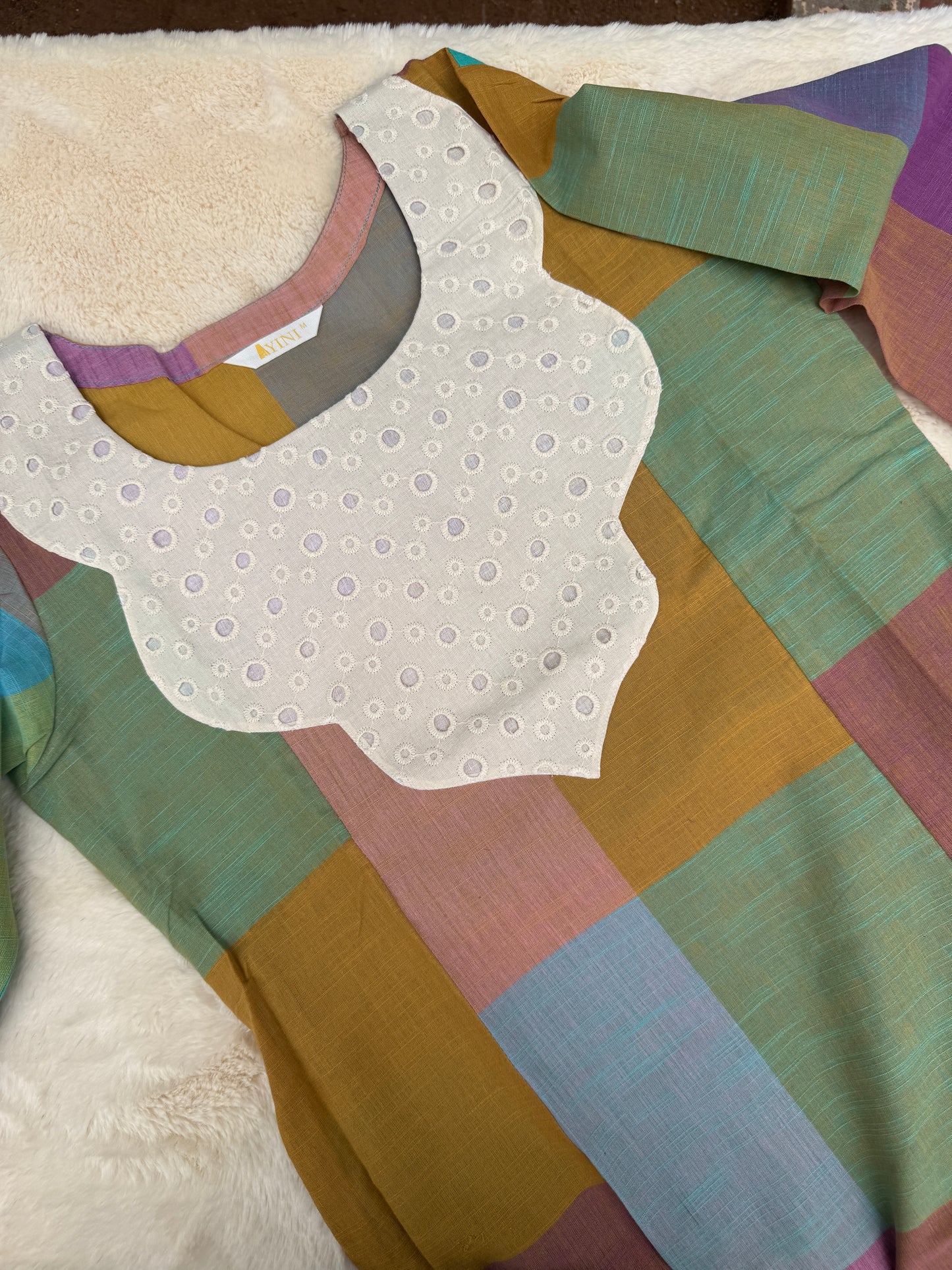 Pastel Madras Checks with Hakoba Patchwork A-Line Top & Pant