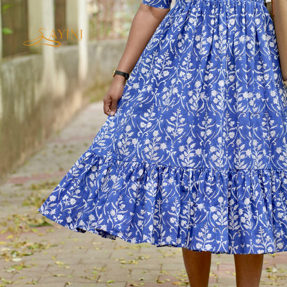 Blue Blossom Cotton Maxi Dress